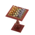 Dollhouse miniature metal chess set with table, exquisite doll toy dollhouse accessory model. - Chess Tables