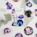 Starry sky cat stickers set 46pcs cute cosmic animal journaling DIY decorative packing box - 46 Pieces/Pack / Maiami Starry Sky