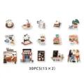 30pcs cute coffee theme stickers waterproof vinyl decals for laptop water bottle phone case - White