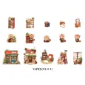 15pcs cute red panda waterproof stickers vintage bookstore journal diy decorative decal - White