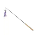 Giocattolo bacchetta per gatti con asta lunga, nastri a spirale viola e campanelli - Spirale, viola e bianco