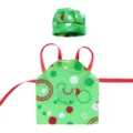 Set mini cappello da cuoco e grembiule accessori per bambole vista dettagliata pois - Pois su sfondo verde