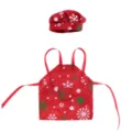 Set grembiule e cappello da chef bambola Natale in miniatura, motivo fiocco rosso accessorio. - Rosso Base Punto Fiocco di Neve