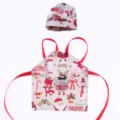 Set grembiule e cappello da cuoco per bambola di Natale in miniatura per accessori. - Pupazzo di neve