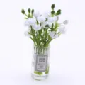 Miniatur Puppenhaus künstliche Blumen Vase Detail, Klares Glas mit weißem Blumendekor. - Weiß