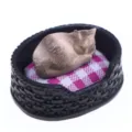 Miniature cat bed model for dollhouse ob11 micro scene decoration and toy accessories set. - Black