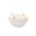 Miniature dollhouse white woven straw handbag, cute handmade basket accessory for OB11 dolls. - White