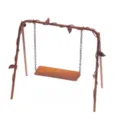 Miniature iron swing ornament detail shot, rusty finish fairy garden micro landscape accessory. - Vintage Rusted Swing