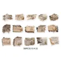 Vintage paper newspaper stickers for DIY scrapbooking, journaling and aesthetic decoration. - White