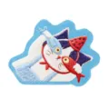 Simpatico giocattolo per animali domestici in feltro ricamato gatto, bordo blu, materiale morbido. - Bianco occhio di pesce