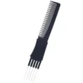 Pettine per toelettatura professionale con denti in metallo per styling dei capelli. - Nero