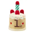 Giocattolo in peluche per cani torta di compleanno con candela e ricamo carino. - 1 anno