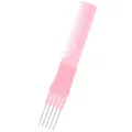 Pettine per lo styling di animali rosa con denti in plastica e spilli in metallo per la toelettatura. - Rosa