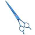Professional blue pet grooming scissors direct shear with red crystal adjustment screw 7 inch - 7-Inch Double-Tail Blue Straight Scissors
