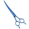 7 Inch Blue Curved Pet Grooming Scissors Professional Dog Hair Cutting Shears with Ring - Blue