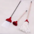 Poppenhuis miniatuur schoonmaakgereedschap set bezem dweil toiletpomp accessoires - 3-delige set / Rode 3-delige badkameruitrusting