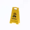 Miniature yellow caution sign detail view, funny novelty dollhouse prop for scene decoration. - Dog Vomit (Single-Sided Pattern)