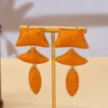 Boucles d'oreilles pendantes géométriques orange, design vintage multicouche en alliage. - Orange