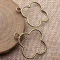 Bronze hollow flower frame pendant, DIY jewelry making accessory, 37x32mm vintage craft supply. - Flower Frame Pendant (ABD-C17960) / Antique Bronze