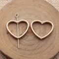 Goldfarbene hohle Herz Metallrahmen Anhänger mit Stift DIY Schmuckherstellung 20x17mm - KC Gold