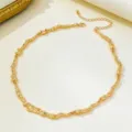 Detailed shot of irregular molten metal lava texture gold necklace, unique minimalist jewelry design. - Irregular Lava Necklace (JMX-TZ9749)