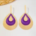 Rétro géométrique superposé violet goutte d'huile boucles d'oreilles métal élégant - Violet
