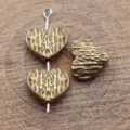 Textured heart shape loose beads antique bronze DIY jewelry findings accessories. - Antique Bronze