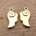 Golden angel wing metal charms detail shot, perfect for DIY jewelry making and handmade crafts. - Antique Gold