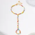 Böhmische bunte Perlen Zehenkettchen für Damen, lebendiger Strandurlaub Fußschmuck Zubehör. - Fußkettchen mit Zehenring (JMX-JL9637) / bunt