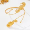 Élégant bracelet de bras ouvert enroulé double hippocampe doré style mode vacances bijoux - Style Hippocampe (JMX-BH9523)