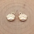 Goldfarbene Pfotenabdruck Metall DIY Anhänger Detailansicht für Schmuckherstellung Zubehör - KC Gold