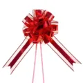 Large red wedding car decorative pull bow, metallic matte organza ribbon bow for events. - 10 Pieces Pack / Red (Matte)