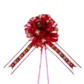 Red snow yarn wedding car pull bow with gold double happiness symbol for ceremony decoration. - 10 Pieces Pack / Wine Red (Square Happiness)