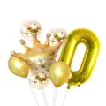 Golden crown digital balloon set for kids birthday party and baby shower decorations detail. - Number 0 / Gold