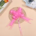 Pink organza pull bow for gift wrapping, wedding car decoration, large fluffy bow. - Pink