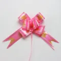 Roze trouwstrik met goudrand en Chinees Xi-teken, ideaal voor cadeau- en bloemenverpakking. - 100 stuks verpakking / Roze Dubbel Geluk
