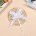 Large white organza ribbon bow pull flower for wedding car gift wrapping and party decoration details. - White