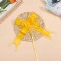 Grand ruban de nœud en organza à tirer pour emballage cadeau de mariage et fête. - Jaune