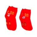 Wedding red cotton socks for couples, festive adult red socks with double happiness design. - Double Happiness Female Style