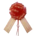 Christmas red mesh ribbon pull bow for gift wrapping and holiday party decoration supplies. - Red