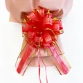 Large 6.4cm red and gold pull bow for gift wrapping, wedding car decoration and Christmas tree. - Red