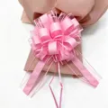 Pink gift wrapping pull bow detail, elegant macaron tone flower ribbon for holiday decor. - 10 Pieces Pack / Pink