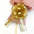 Large 6.4cm Christmas Gift Wedding Car Decorative Pull Bow 3D Tree Texture Flower Ribbon - Gold