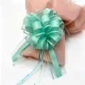 Detailed view of large mint green gift ribbon bow, perfect for festival and Christmas packaging. - 10 Pieces Pack / Teal Blue