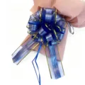 Large 6.4cm blue gold pull bow for Christmas gift wedding car decoration and floral wrapping. - Blue