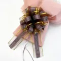 Christmas gift pull bow wedding car decoration tree grain 3D ball flower large size 6.4cm - Coffee