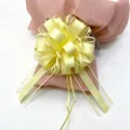 Exquisite yellow mesh gift ribbon bow detail, perfect for holiday wrapping and elegant decorations. - 10 Pieces Pack / Yellow