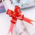 Red pull bow ribbon for gift wrapping, medium size decorative bow for festival party and floral. - Red Gold Edge