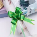 Green pull bow ribbon with gold edge for gift wrapping, flower bouquet decoration detail shot. - Green with Gold Trim