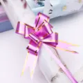 Purple pull bow gift wrapping ribbon flower bow for wedding party holiday decoration packaging - Light Purple with Gold Border